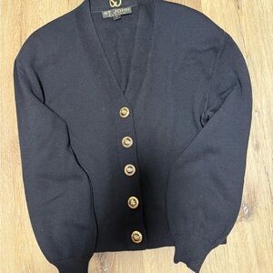 St. John Midnight Black Knit with Gold Accent